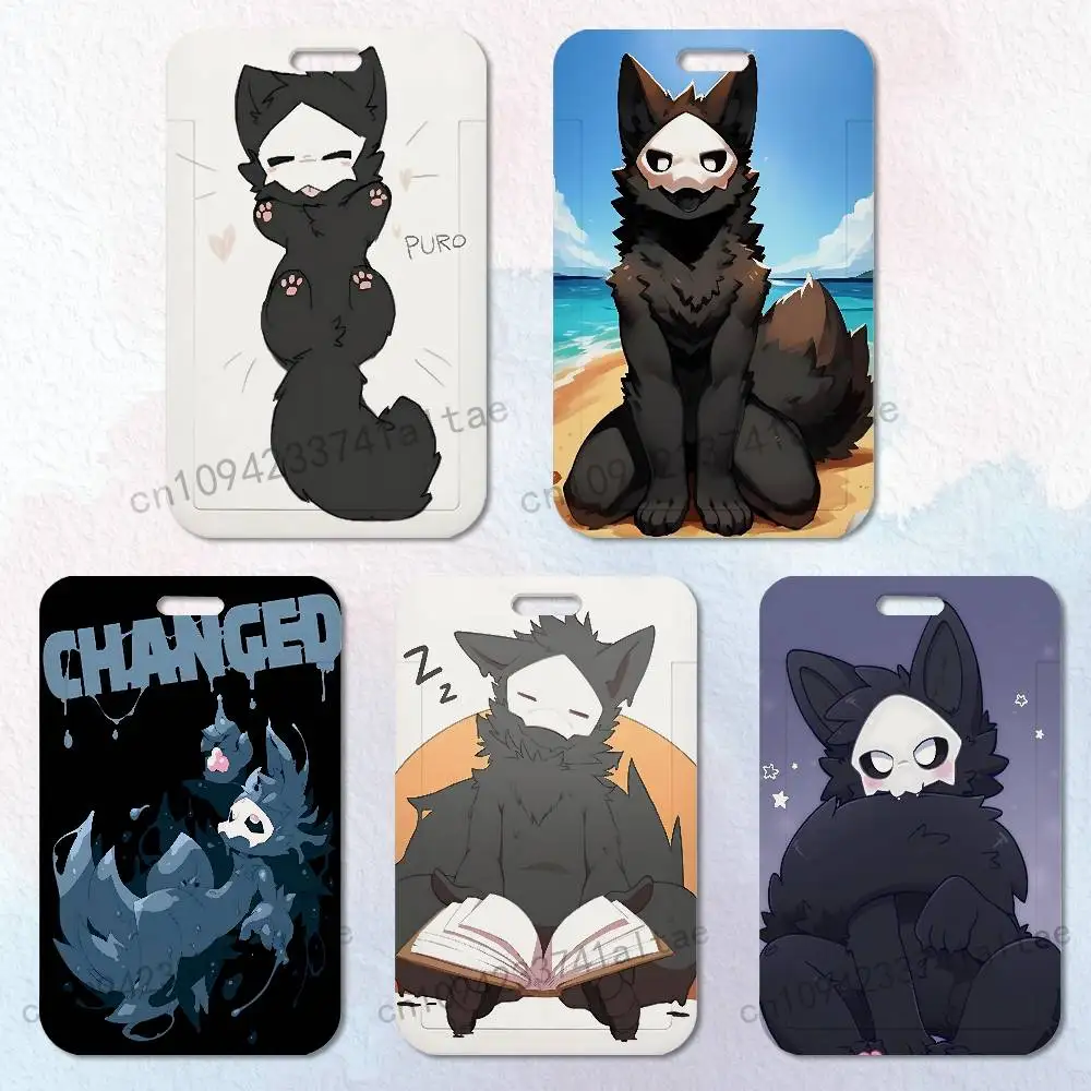 

Cute Changed Furry Art Badge Holder Pass Bus Work Card Cover Chest Pocket Students Card Holder Small Gift
