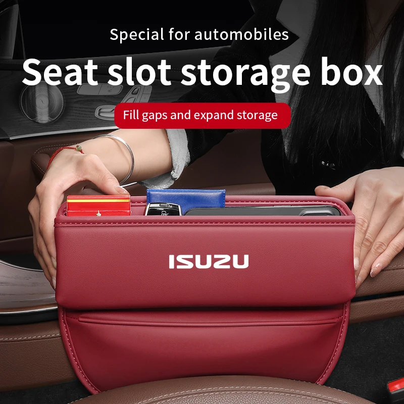 For ISUZU D-MAX V-CROSS Mu-X TAGA Leather Car Seat Sewn Gap Crevice Slot Storage Box Organizer Auto Interior Accessories