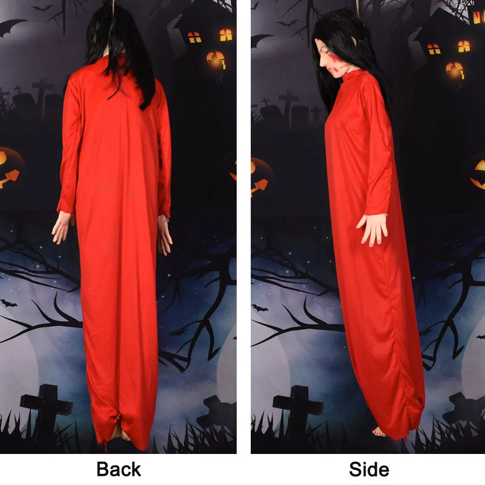 Scary Halloween Hanging Sadako Zombie Latex Realistic Long Hair Woman Corpse Haunted House Party Props Outdoor Yard Decoration