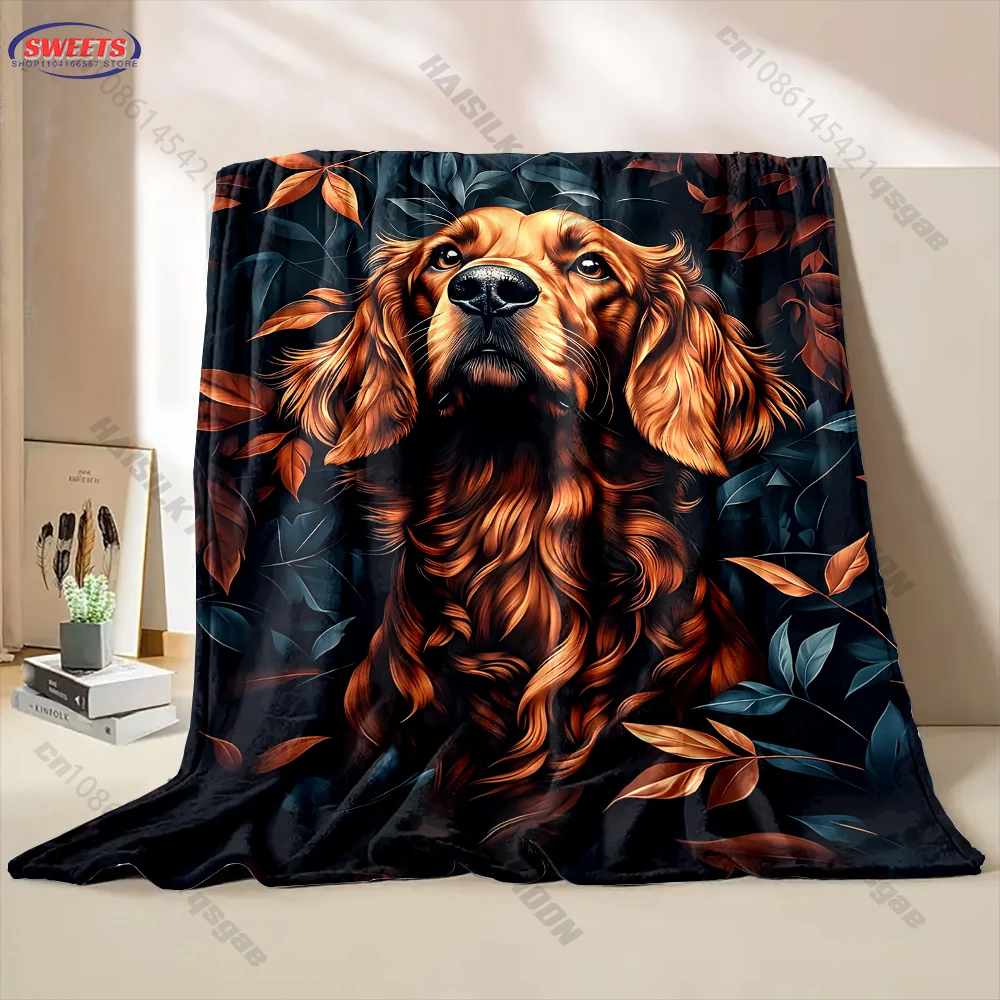 Golden Retriever Autumn Leaves Blanket Multiple sizes kid's and adults' bedroom living room sofa decor blanket, Exquisite gift