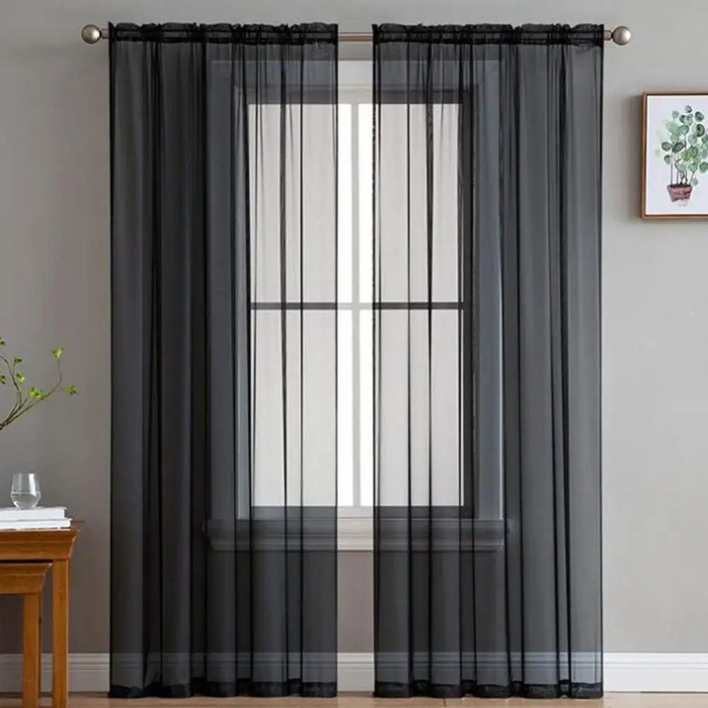 Easy to Install Sheer Curtains Window Gauze Pastoral Style Window Sheer Curtains Set of 2 Translucent for Home for Breathable