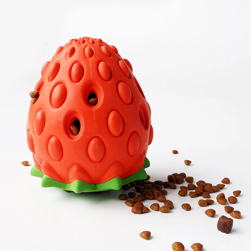 Juguete masticar perro fresa goma dispensador comida duradero ecológico - imagen 4