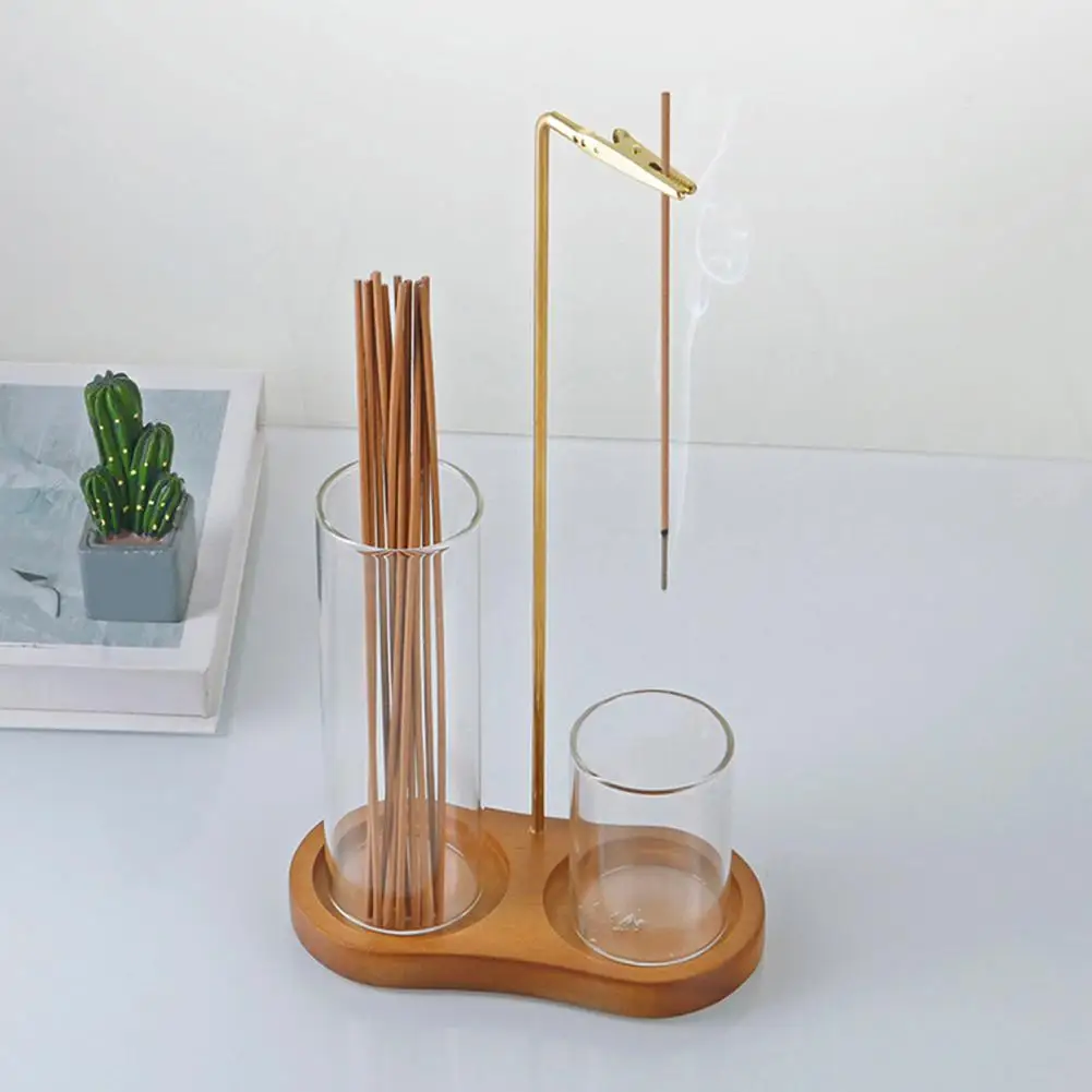 2 in 1 Incense Holder for Sticks Anti-Ash Flying Incense Burne with Glass Ash Catcher and Sticks Organizer for Meditation Yoga