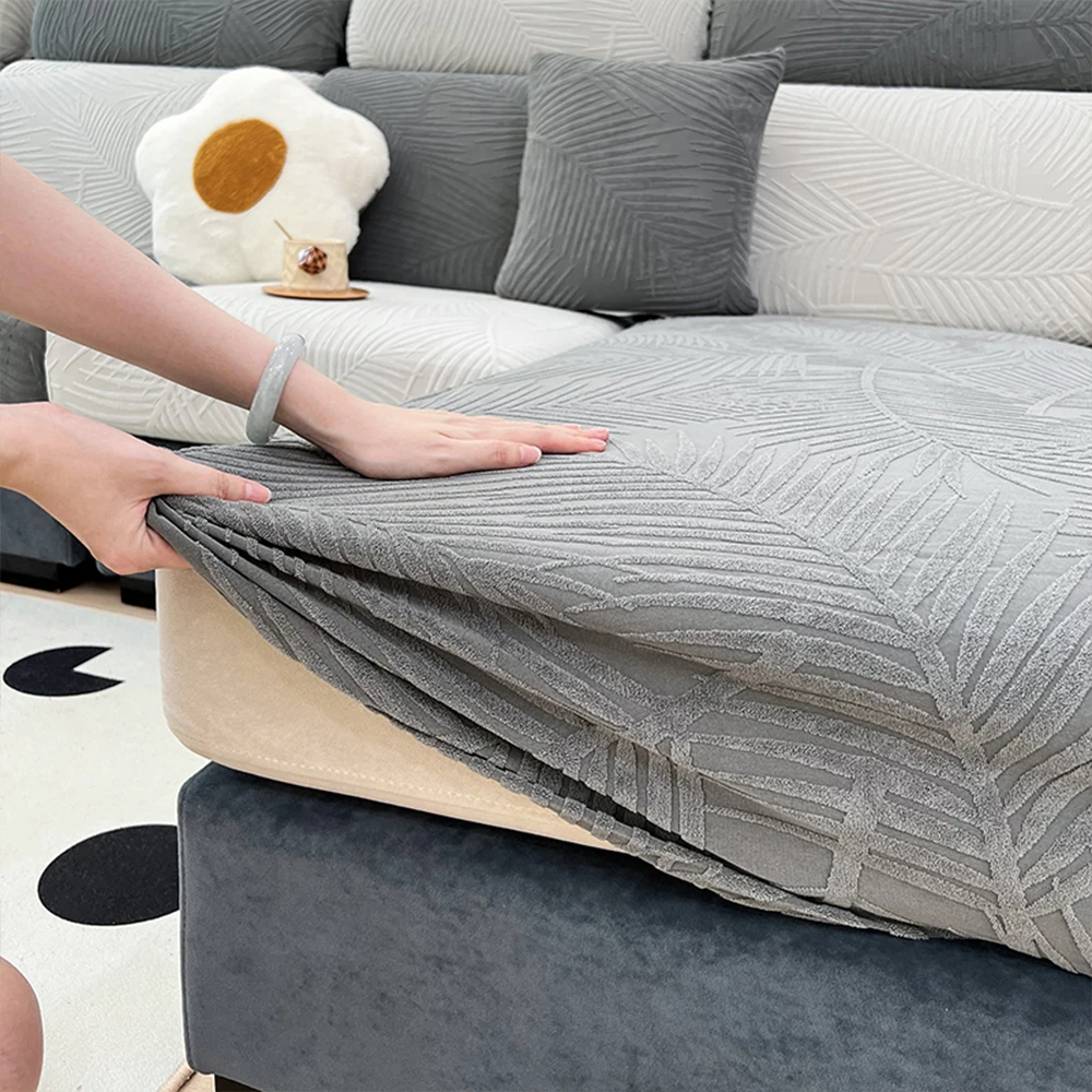 Waterproof Sofa Cover Jacquard Stretch Sofa Cushion Seat Case Chaise Longue Living Room Furniture Protector Solid Colors Home