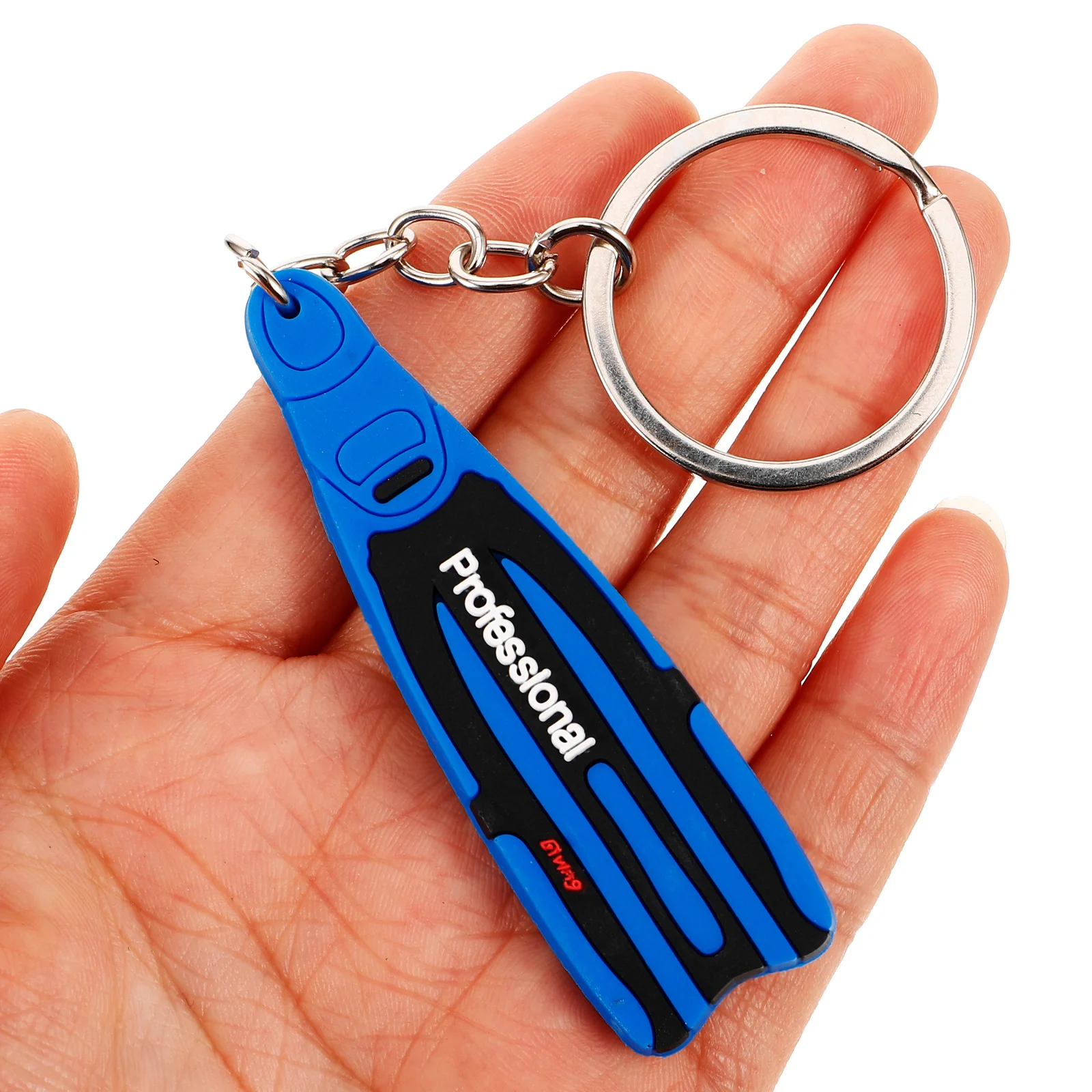 

Diving Fin Keychain Silicone Zinc Alloy Durable Pendant Backpack Sports Key Ring Decorative Small Keychain for Diving