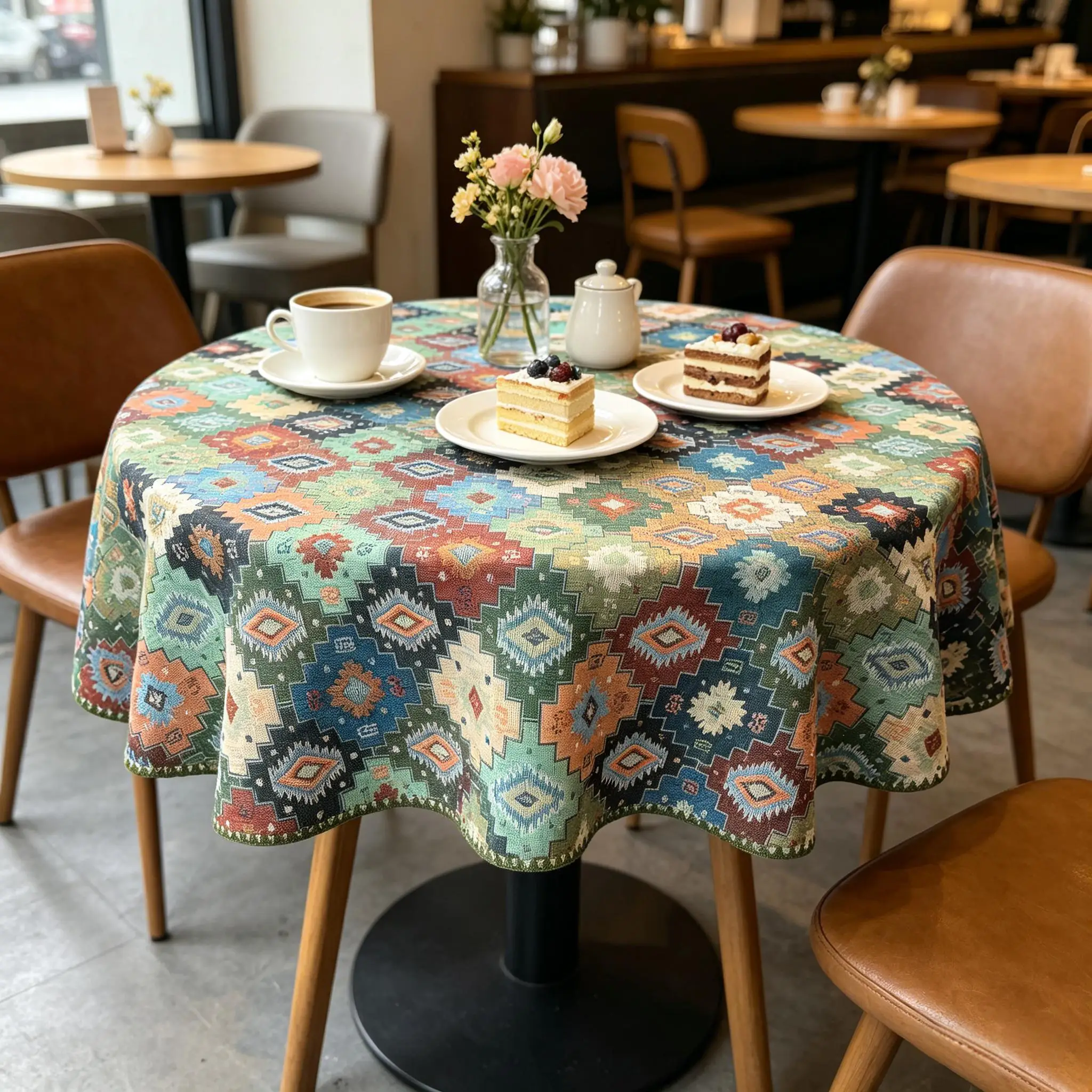 Round Tablecloth Family Gathering Small Round Cotton Tablecloth Fabric Portable Round Table Cloth for Dining Kitchen Party Event