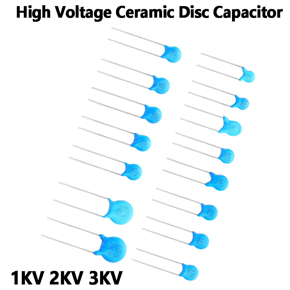 20PCS High Voltage Ceramic Disc Capacitor 1KV 2KV 3KV Radial Lead Multiple Capacitance Options  1KV 2KV 3KV  Ceramic Disc 