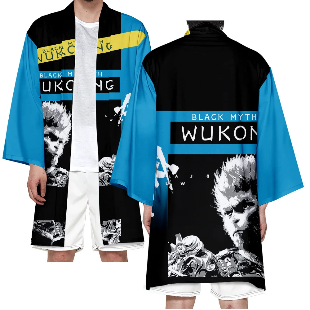 

Игра WUKONG Yukata Мужчины Женщины Кардиган Свободная Блузка Хаори Оби Азиатская Одежда Harajuku Японское Кимоно Рубашка
