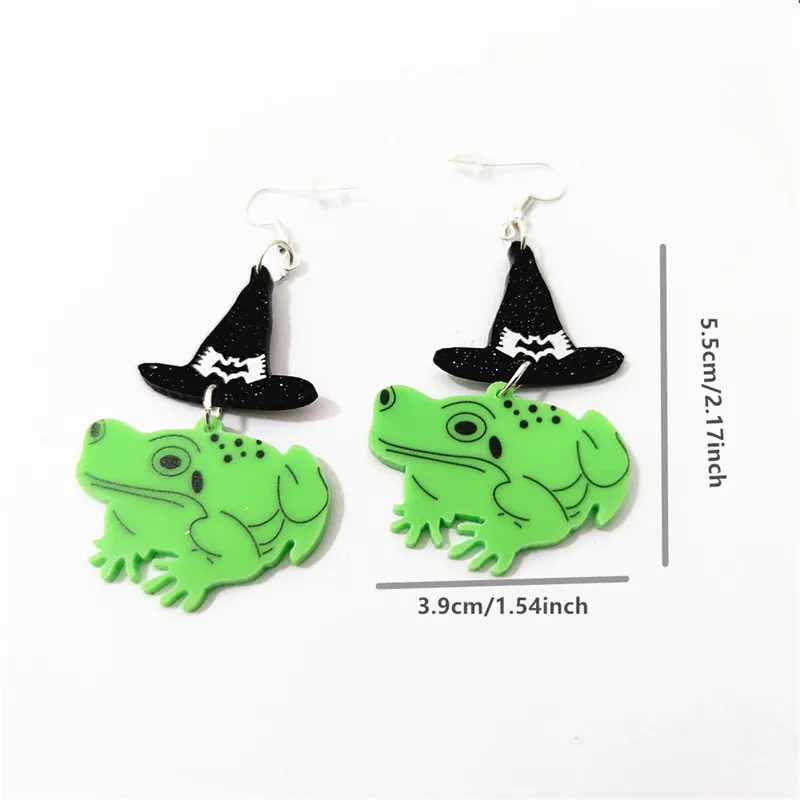 Kuguys Acryl Dier Wizard Kikker Drop Oorbellen Voor Vrouwen Trendy Halloween Sieraden Mode Accessoires