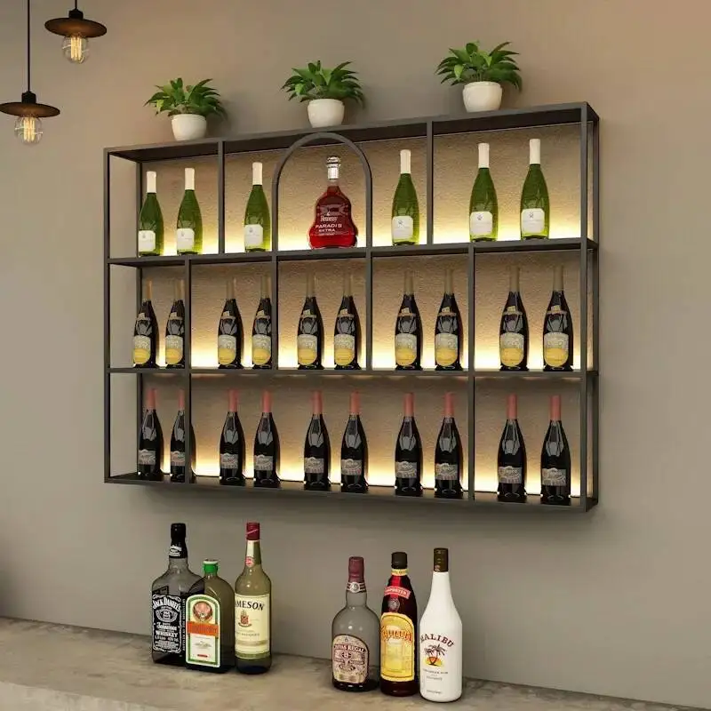 

Kitchen Bar Cellar Wine Rack Modern Industrial Display Bottle Liquor Wine Cabinets Salon Storage Club Stockage Vin Furniture
