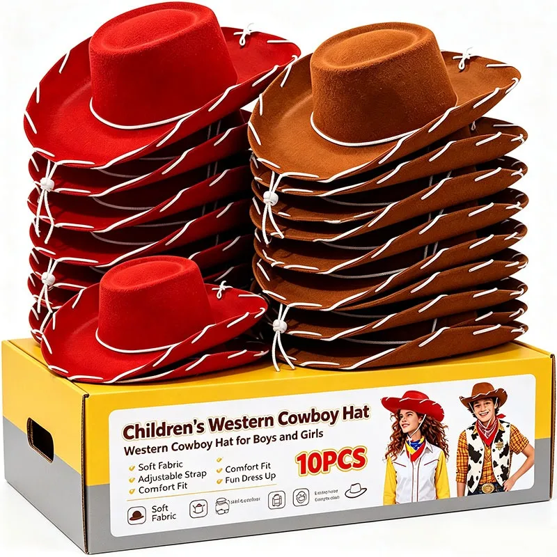 Cowboy Western Hats and Bandanas for Kids Costume Hat Accessories for Toddler Child Theme Birthday Party Halloween Costume Dress