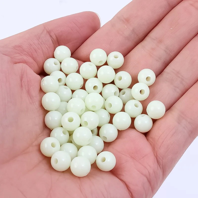 100pcs/Lot Luminous Beads 3mm-8mm Fishing Space Beans Round Float Balls Light Glowing for Outdoor Fishing Accessories Set