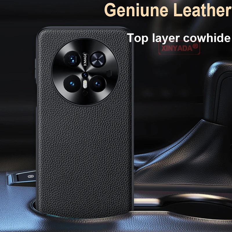 

Geniune Leather Skin Phone Case For Huawei Mate 70 Pro Cowhide Case For Huawei Mate 70 Pro Mate70 Plus Cover Shell Metal Lens