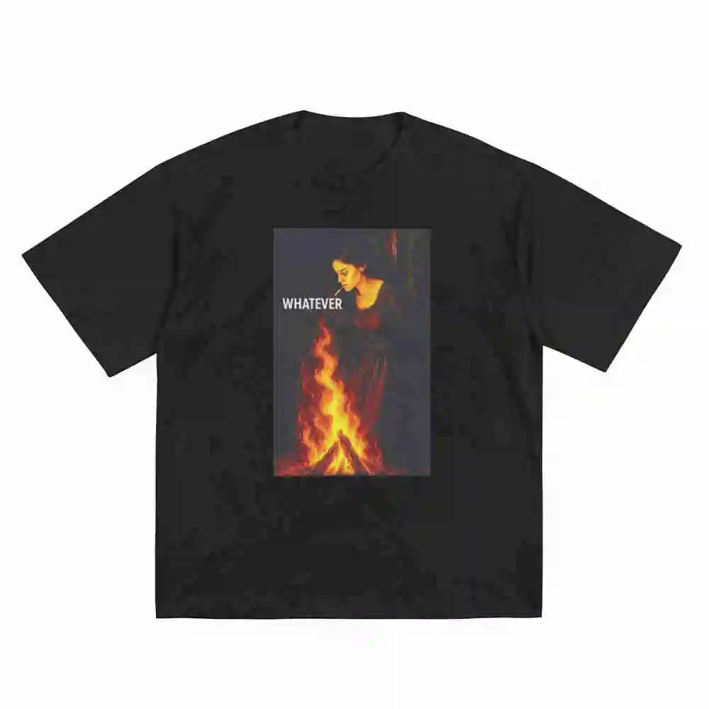 Burning Smoking Witch Pyre Halloween Short Sleeve Tee 100% Cotton T-Shirt