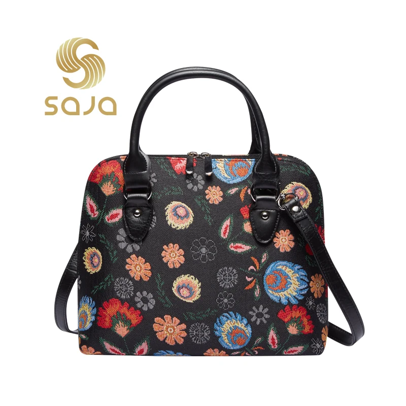 SAJA Tapestry Women Handbag Shoulder bag Crossbody Bag Satchel Bag Messenger Bag for office worker ladies Garden Flower Parttern