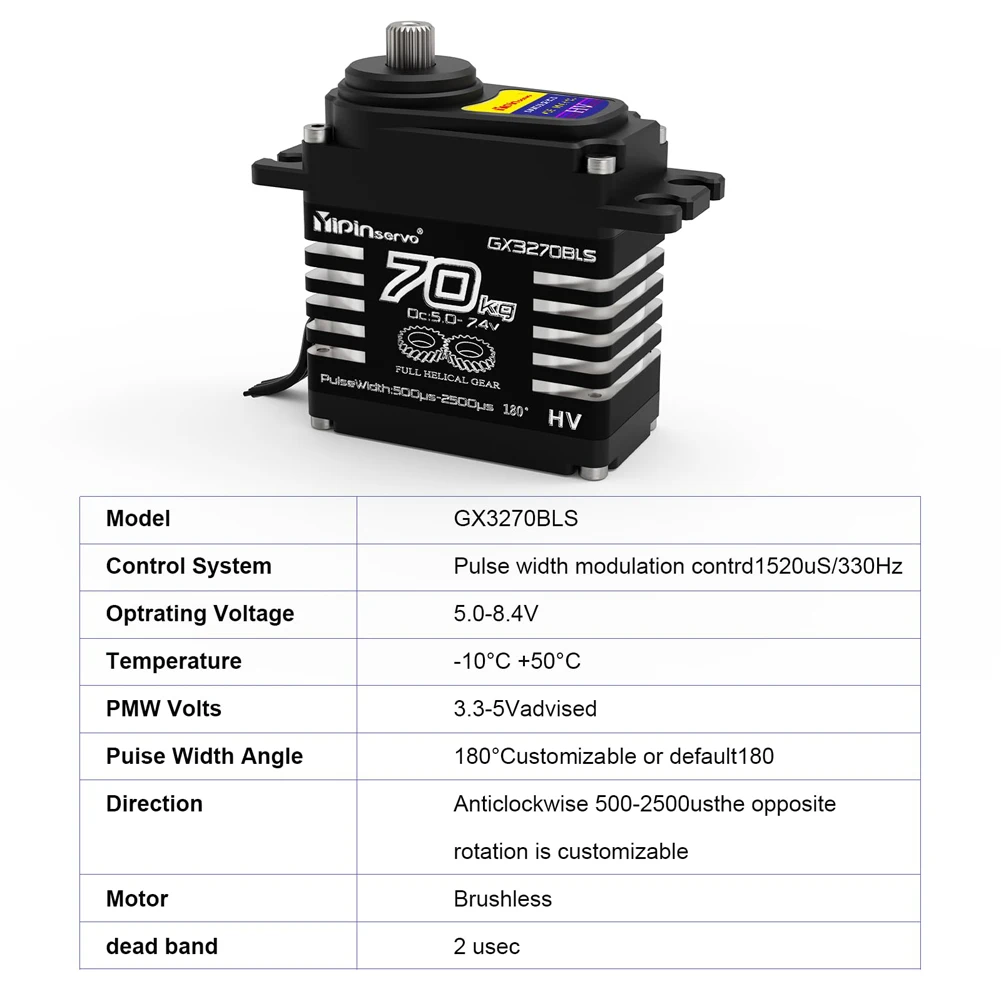 

70KG Brushless Servos 8.4V Oblique Gear Metal Gear Steering Servos for 1/8 1/10 1/12 RC Truck Car Crawler Boat Robot