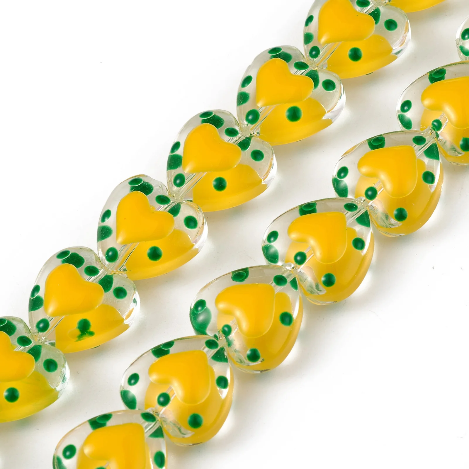 3 strands Enamel Heart Handmade Lampwork Beads Love Heart Loose Beads for Bracelet Earrings Jewelry Making