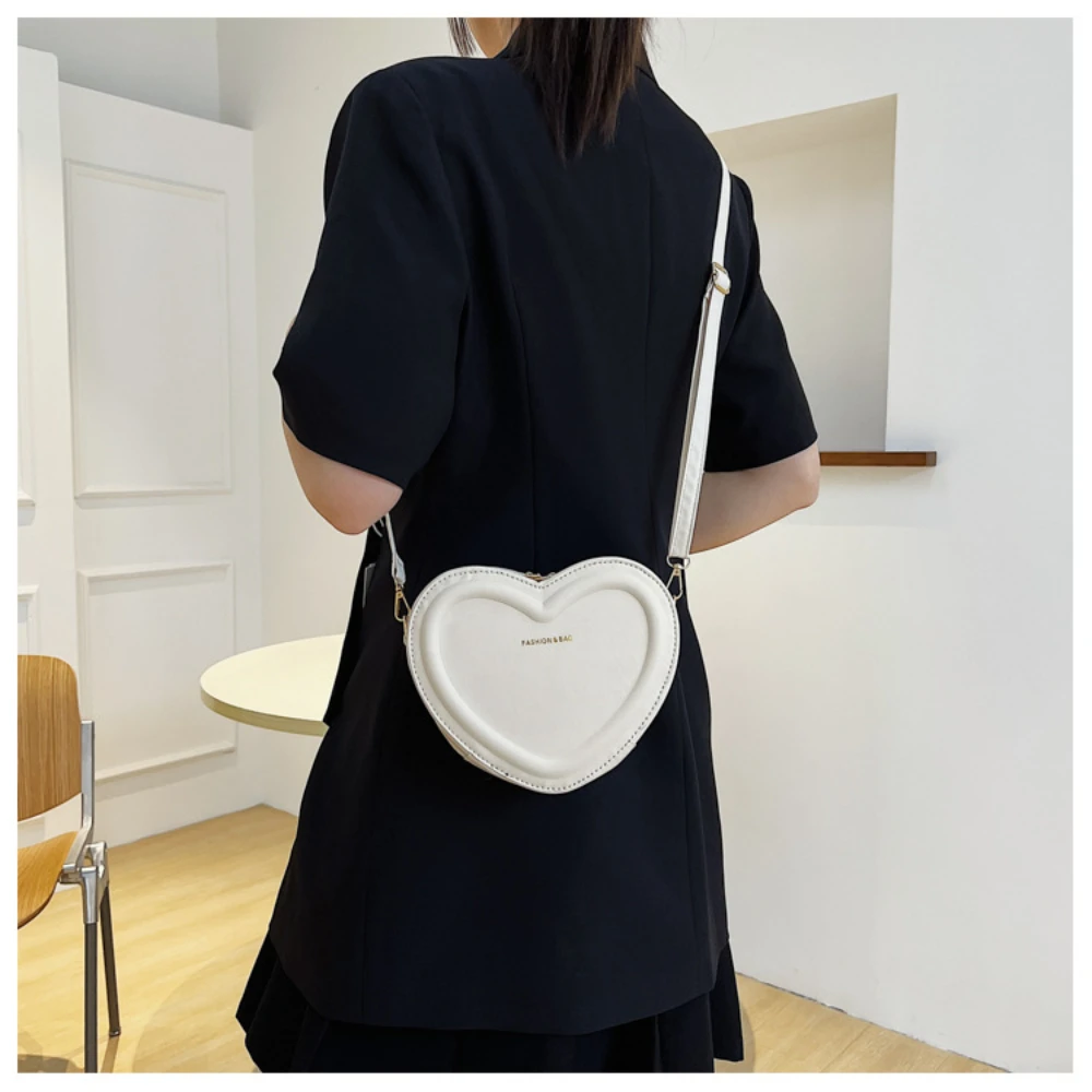 Fashion Heart Shape Crossbody Bags For Women New Solid Color PU Leather Shoulder Bag Casual Ladies Handbags Designer Women Bags