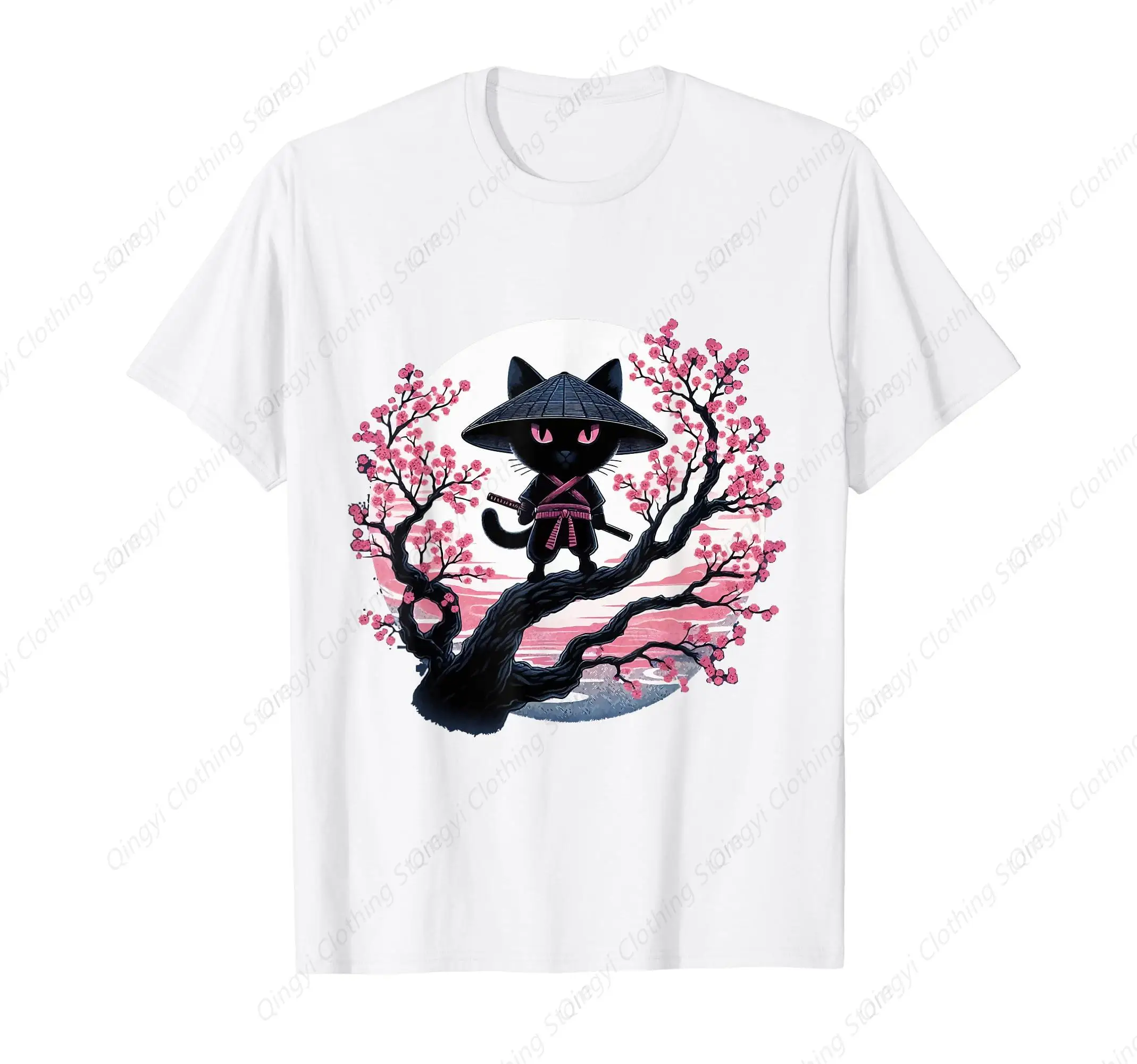 

Vintage Funny Black Cat Ninja Japanese Retro Moon Cat ninja T-Shirt