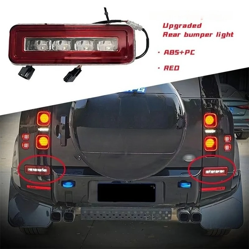 For Land Rover Defender 90 110 130 2020-2026 Car Rear Bumper Light Reflector Driving Brake Lights LED Turn Signal Backup Light