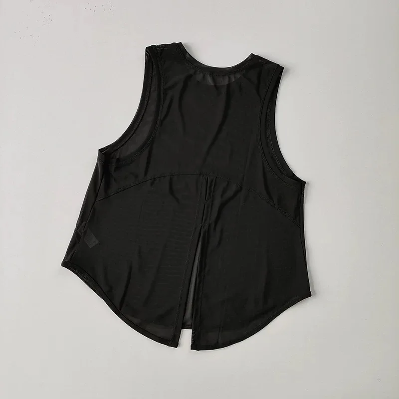 Sportweste für Damen, schnelltrocknend, locker geschnitten, für Laufen und Fitness, ärmellos, mit schönem Rückendesign, Mesh-T-Shirt, Smock, Yoga-Bekleidung – Detail 8