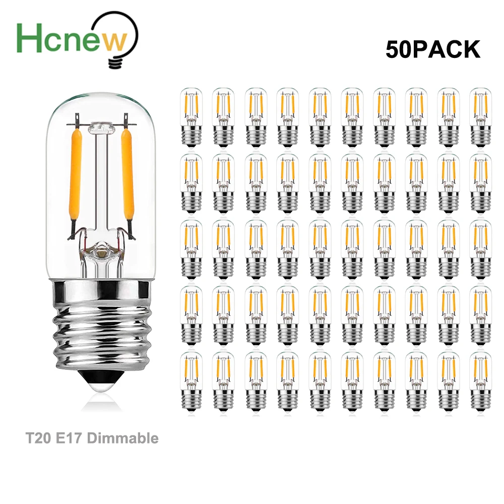 Retro E17 LED Light Bulbs 110V T20 2W Deep Dimmable Tubular Ampoule Salt Lamp Lava Light Replacement LED Filament Bulb Edison