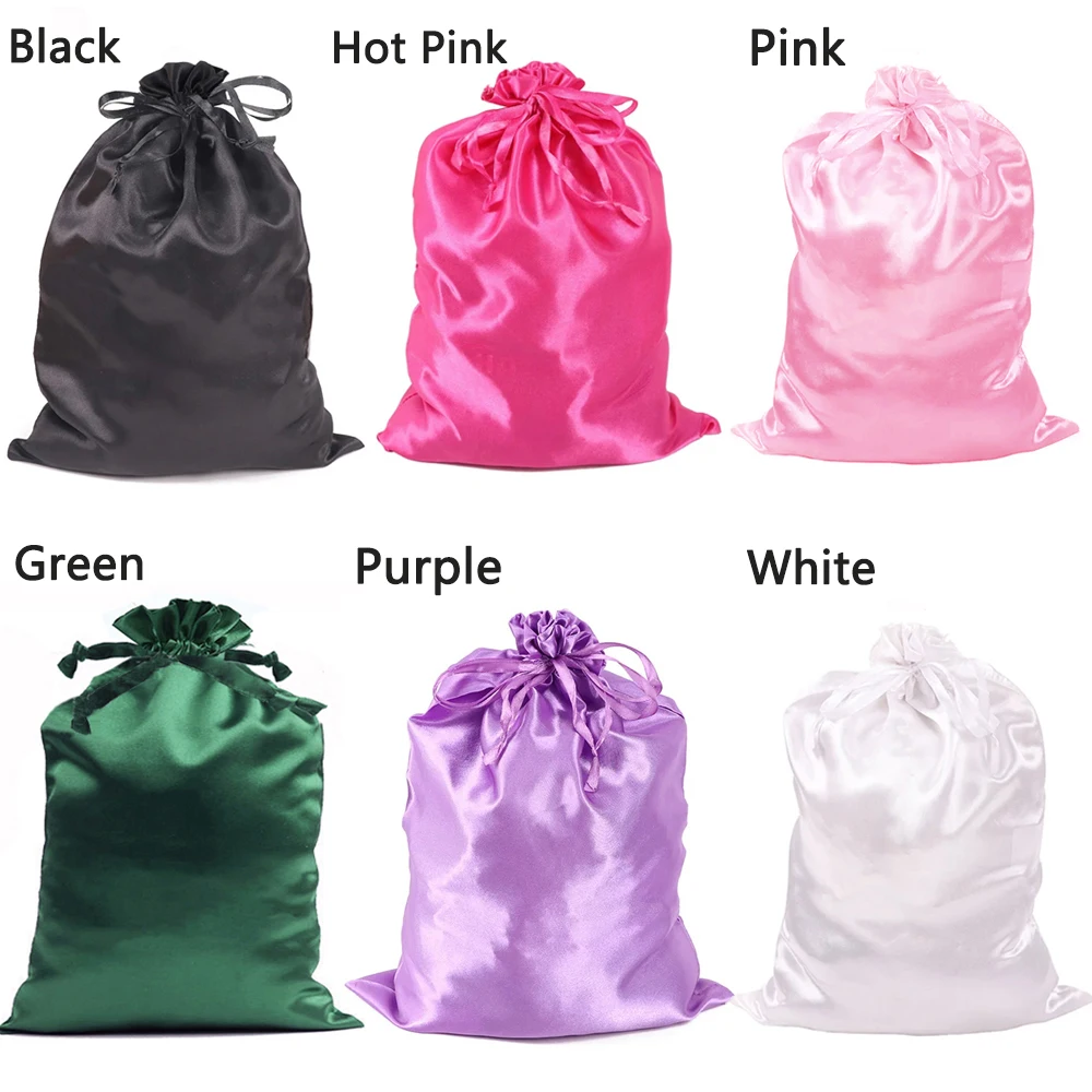 3pcs/lot Satin Bags for Packaging Hair Extensions, Bundles, Wigs Soft Silk Pouches With Drawstring for Hair Tools Storage Bags