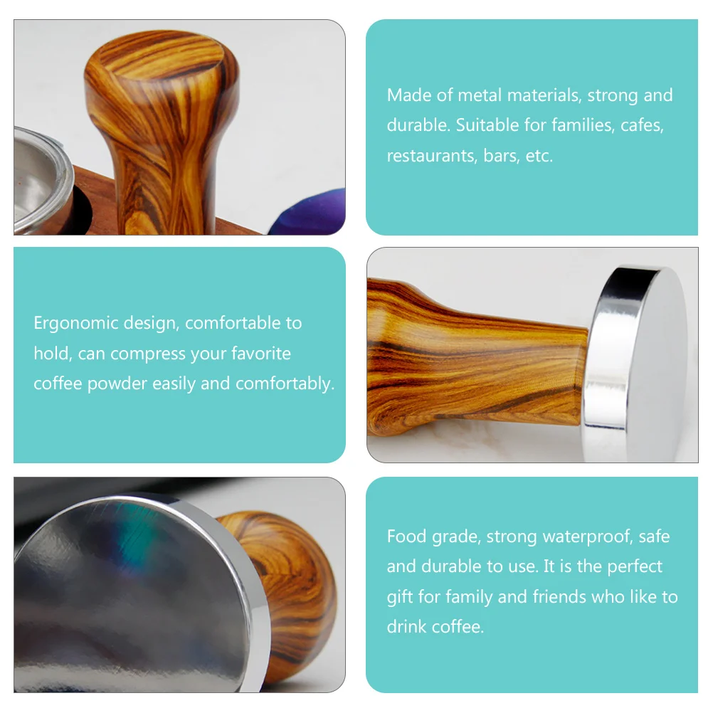 

Wooden Handle Coffee Tamper Ergonomic Design For Home Cafe Espresso Machine Use Flat Presser Tool