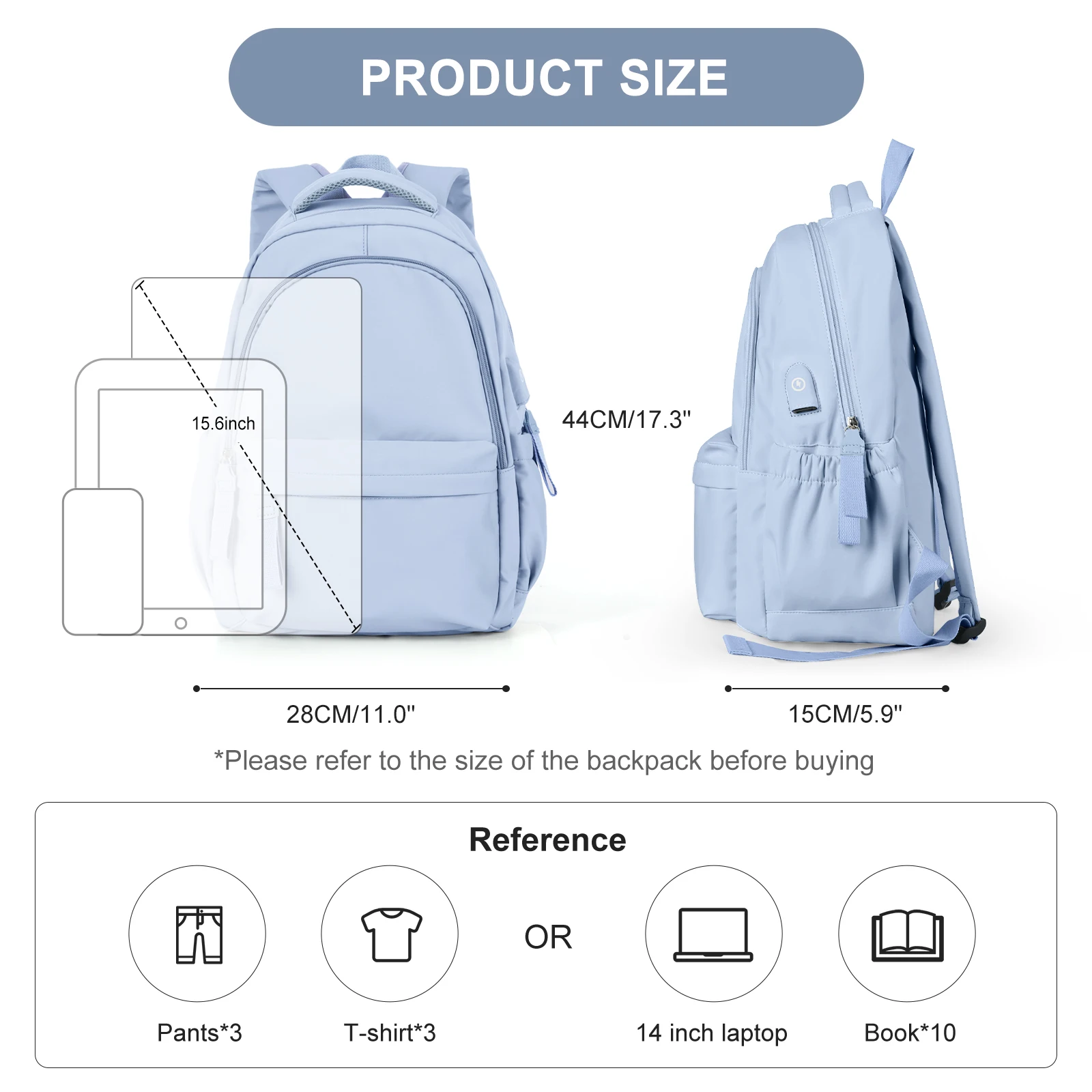 School Backpack for Women Lightweight Casual High School Bags Waterproof Daypack With Usb Charging Port College Laptop Bookbag