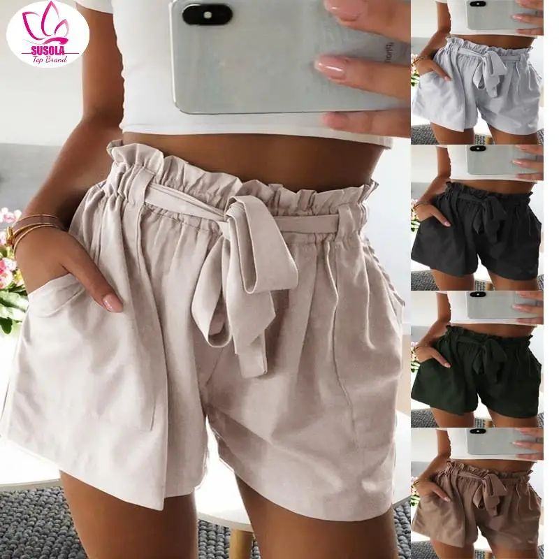 

Women Drawstring Sport Shorts Casual Wide Leg Shorts Female High Waist Loose Casual Street Shorts Elastic Waist Women's Clothing