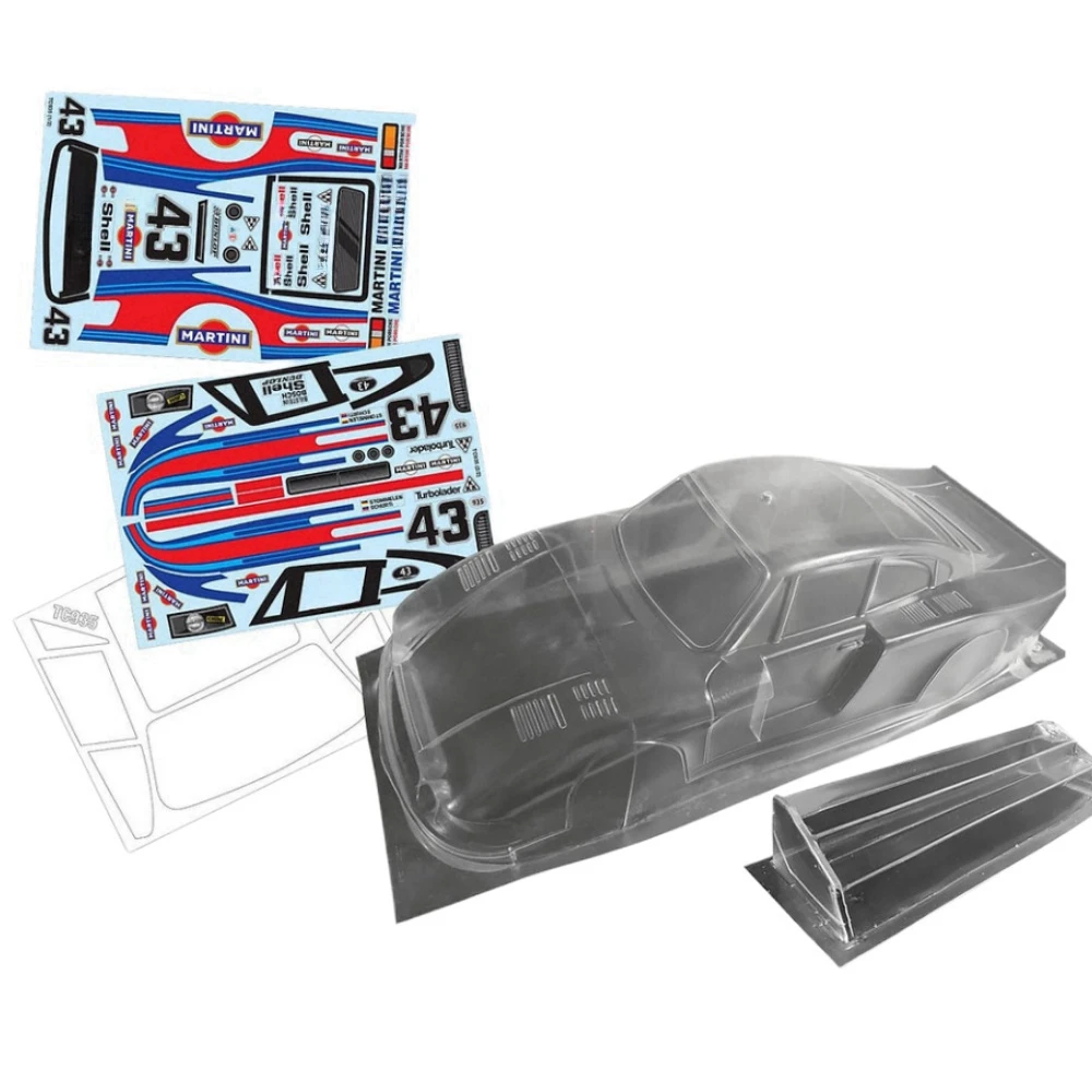 TC935 1/10 Porsch 935 Clear Lexan Car Body shell 190mm W/Rear Wing and Martini Decal Sheet