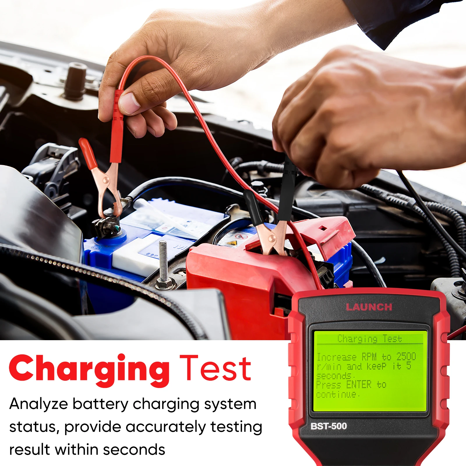 Original Launch BST-500 Battery Tester BST500 6V/12V/24V Cranking&Charging System Test 100-2000 CCA Car Battery Tester Detector