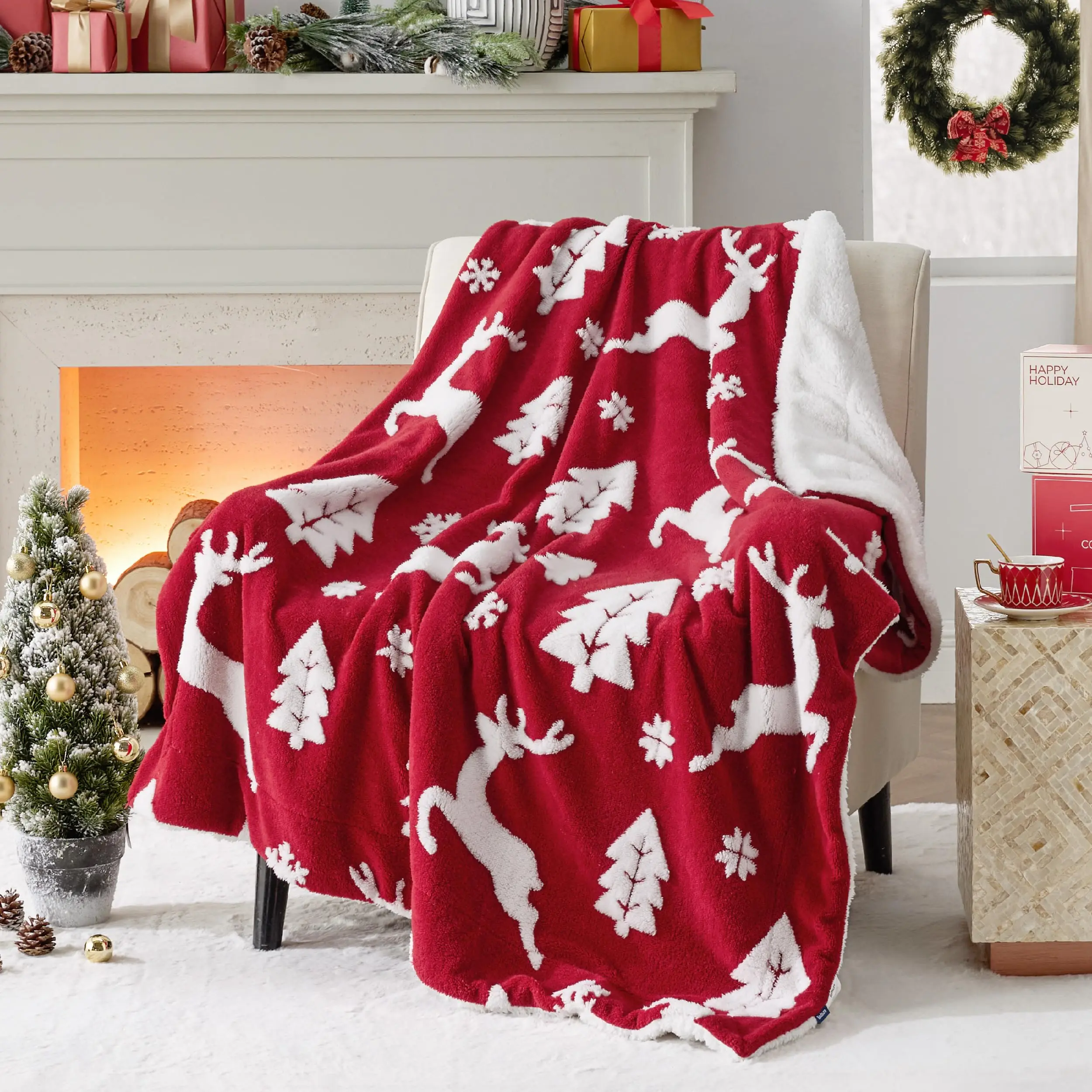 Christmas Throw Blanket - Soft and Warm Sherpa Christmas Throw Blankets for Couch, Sofa, Bed, Winter Blanket for Christmas