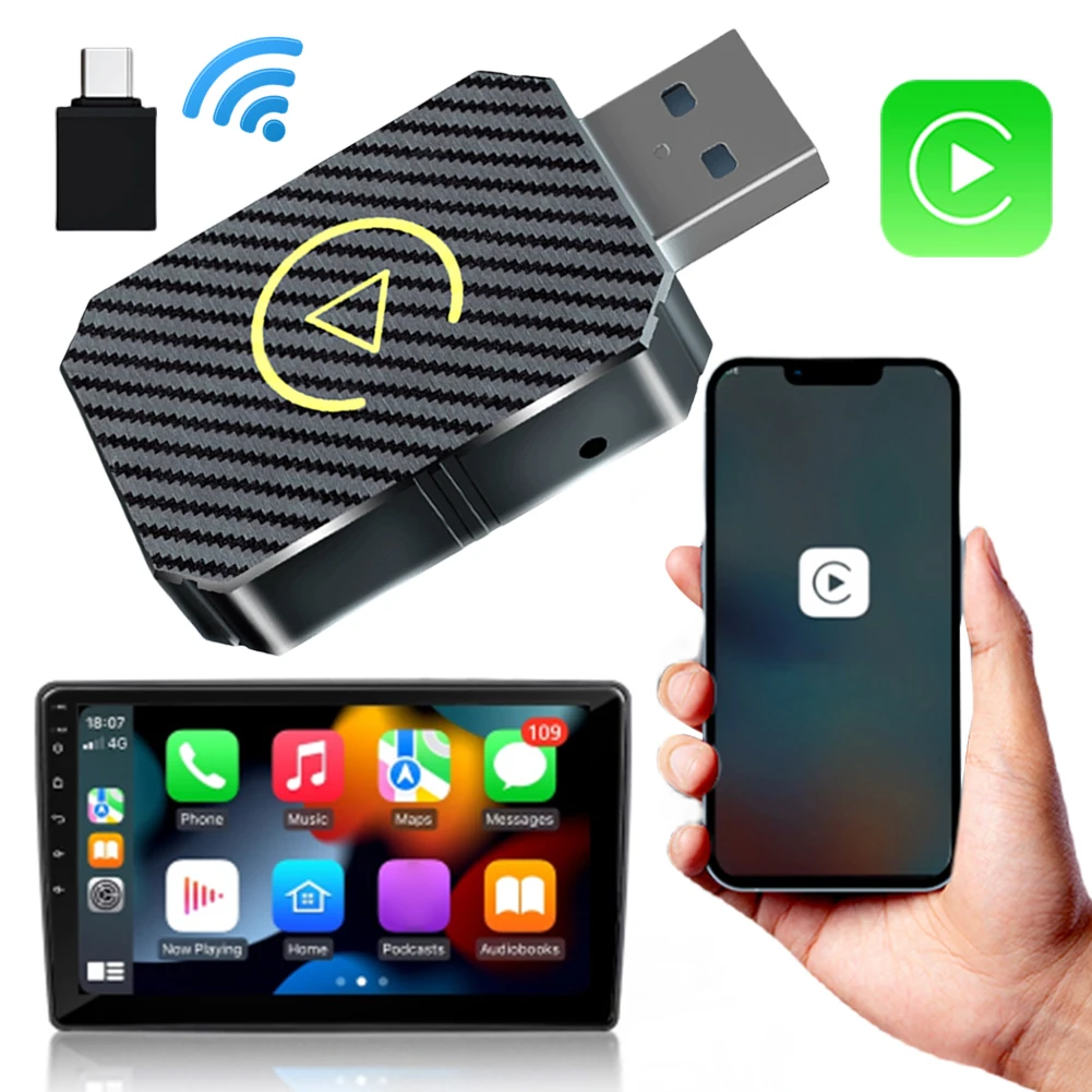 

Wireless Carplay Android Auto Adapter 2 in 1 Mini Box Plug&Play Smart AI Box BT WiFi for Wired CarPlay/Andriod Auto Cars