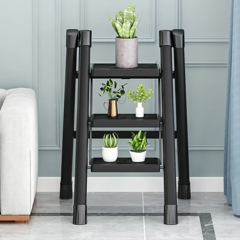 Heavy Duty Carbon Steel Folding A Frame Ladder Non Slip Step Stool Plant Stand for Home Kitchen Indoor Use 접이식 사다리