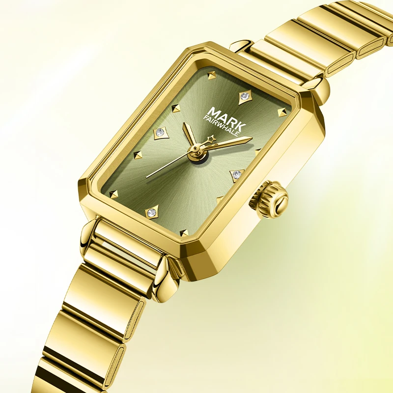 Mark Fairwhale Ladies Watch Simple Square Luxury Fashion Stainless Steel Quartz Watches Women's Business Wristwatches