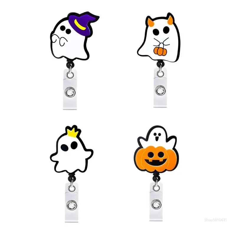 Halloween Badges Holder Retractable Badges Reel for Nurse Doctor Student Teacher