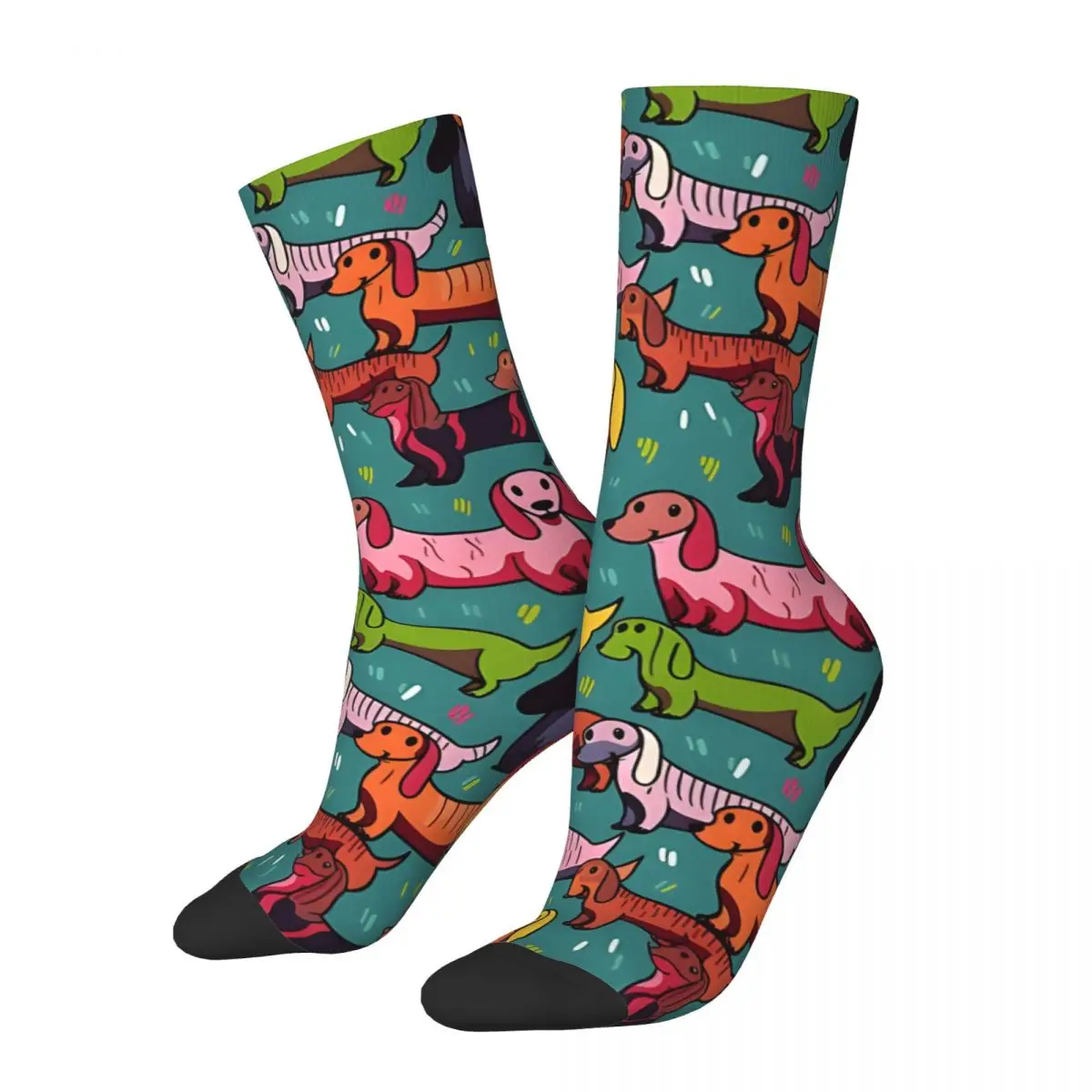 Dachshund Pattern Men's Socks Vintage Harajuku Sausage Dogs Street Style Novelty Seamless Crew Sock