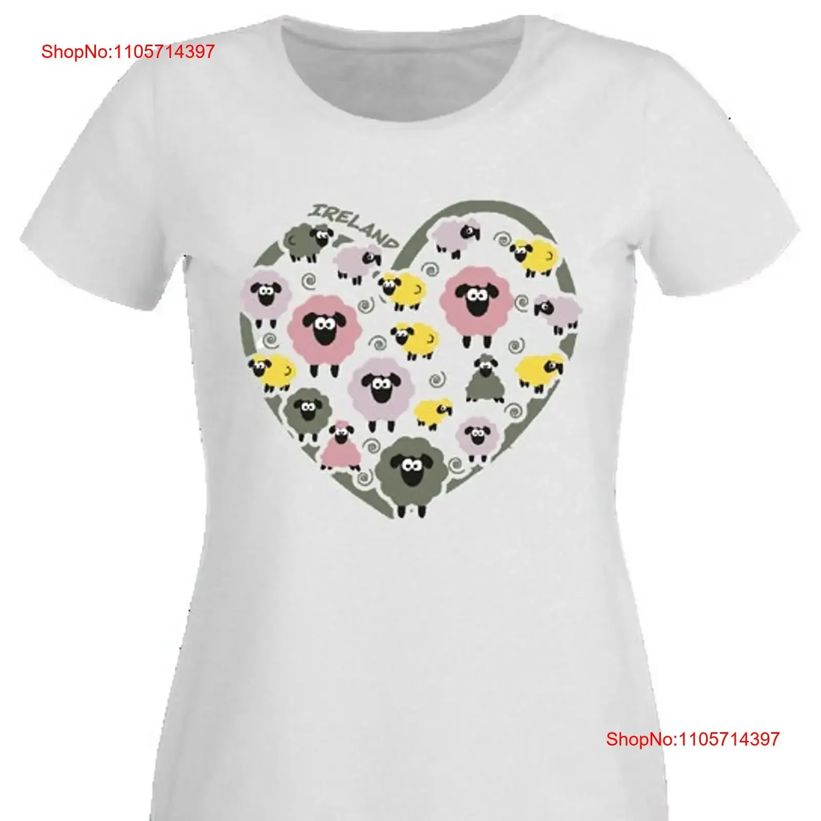 Irish Colorful Sheep White T Shirt Heart and Ireland vintage Washed fashion Soft graphic Versatile Breathable streetwear