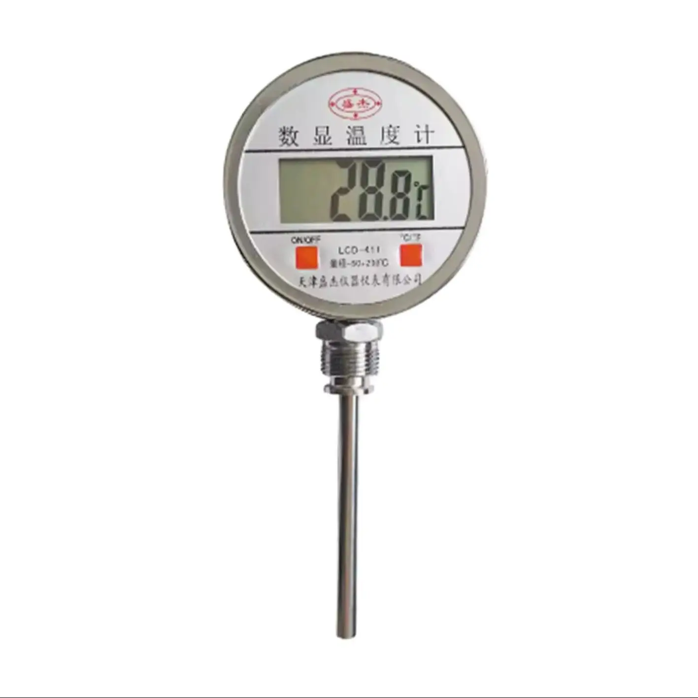 Digital bimetallic stainless steel electronic thermometer with high display accuracy for industrial reaction kettle -50+200