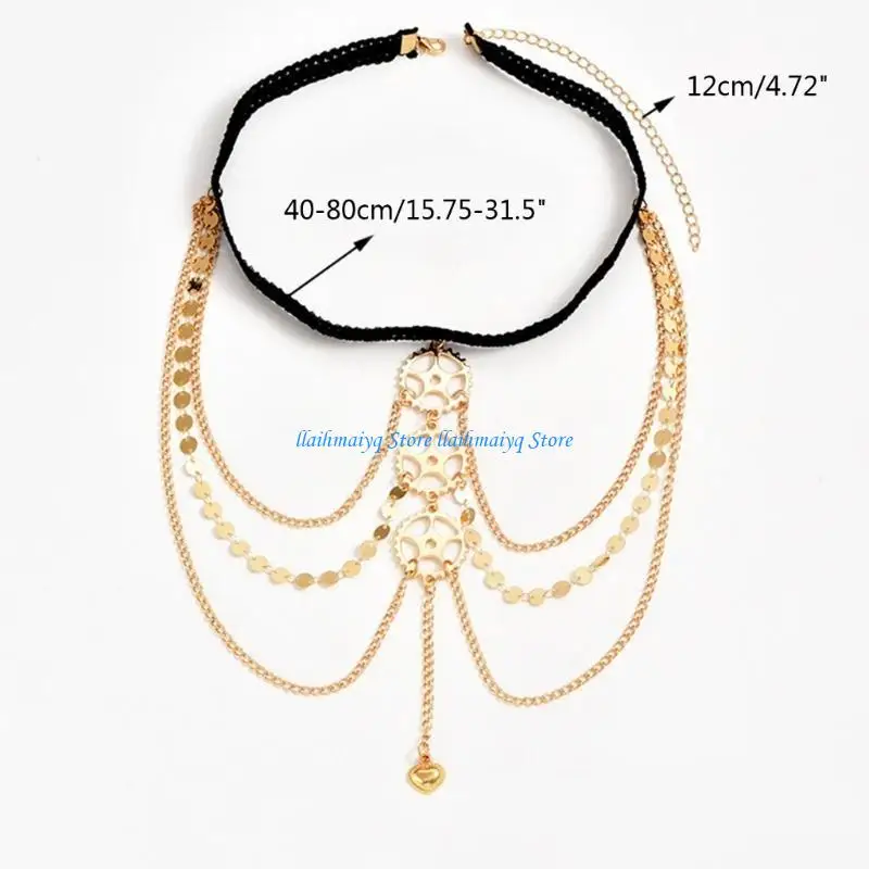 573B امرأة متعددة الطبقات الجوف خارج والعتاد سلسلة السيدات روك الصيف شاطئ البحر الساق سلسلة