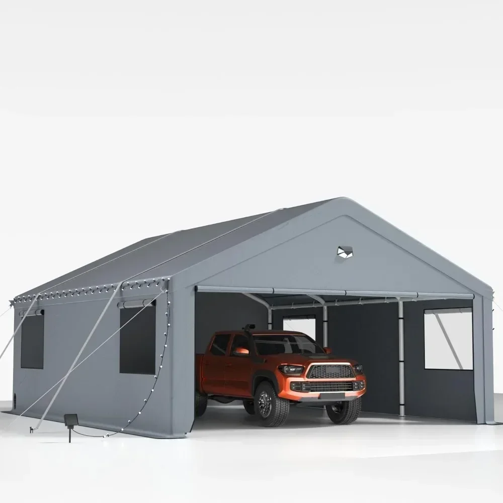 

Heavy Duty Carport, Carport with 180G Removable Sidewalls, Carport Canopy, Portable Carport Garage, All-Weather Car Shelter