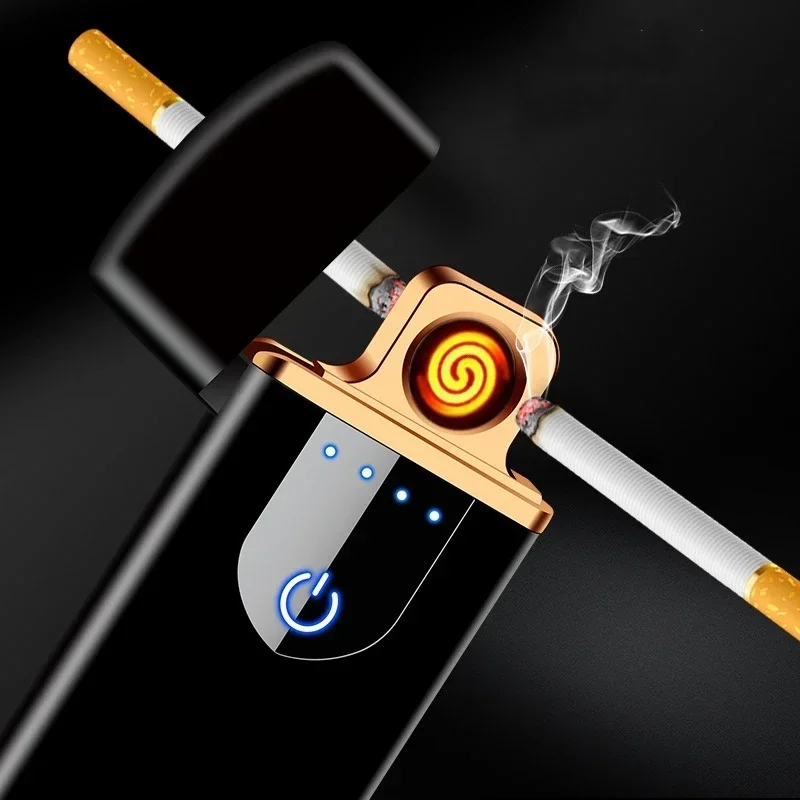 Metal USB Rechargeable Electric Lighter Heating Wire Windproof Smoking Cigarette Lighters&Smoking Accessories For Men No Gas Oil