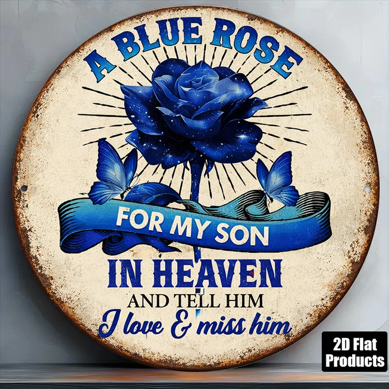 2D Flat, 1pc   Blue Rose Memorial Plaque Suitable for 