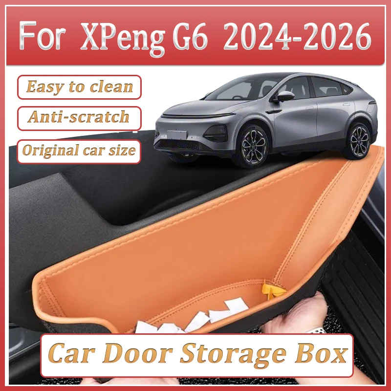 Car Door Storage Boxes For Xpeng G6 2025 Accessories 2024 2026 Auto Door Slot Storage Box Interior Nano Leather Protect Body Kit
