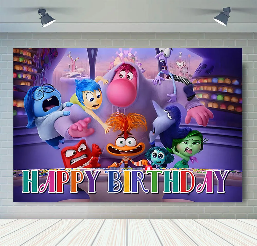 Kids Inside Out Theme Birthday Party Baby Shower Decoration Backdrop Cartoon Movie Poster Photograph Studio Decor Props