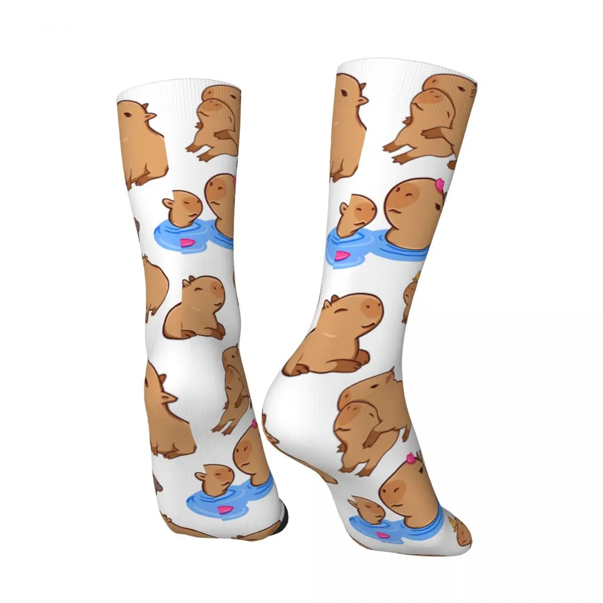 Vintage Swimming Men's compression Socks Unisex Capybara Harajuku Pattern Printed Novelty Crew Sock