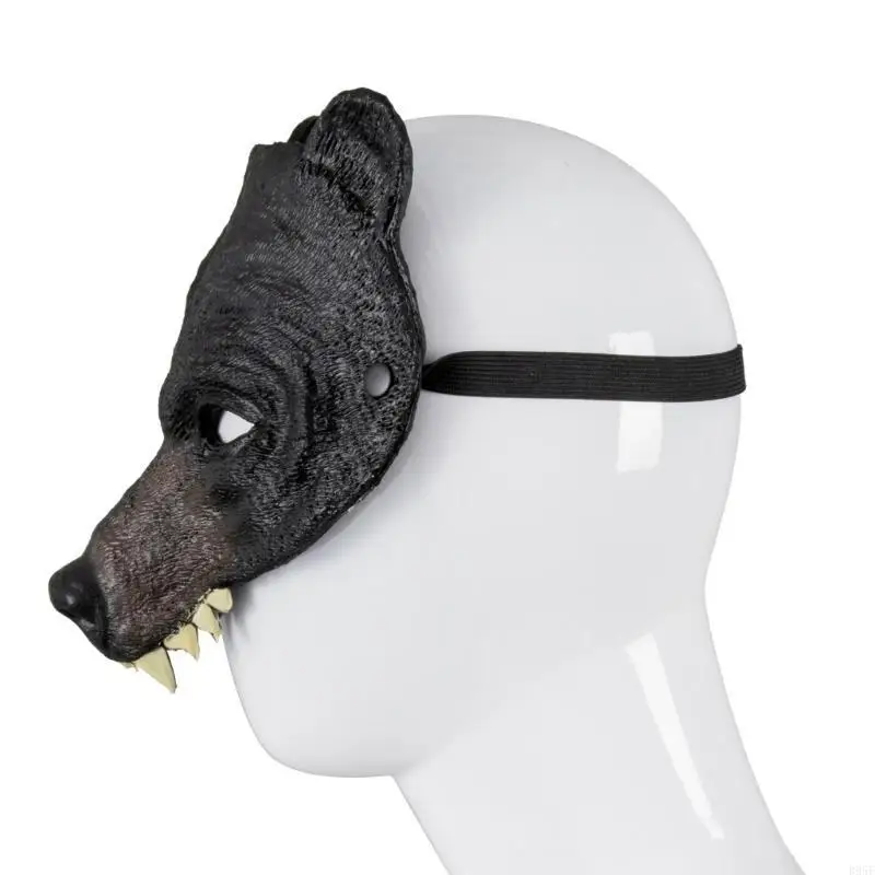 B95F Multifunctioneel beerkostuummasker voor kinderen en volwassenen Dierenkop Halfgelaatsmasker voor Halloween