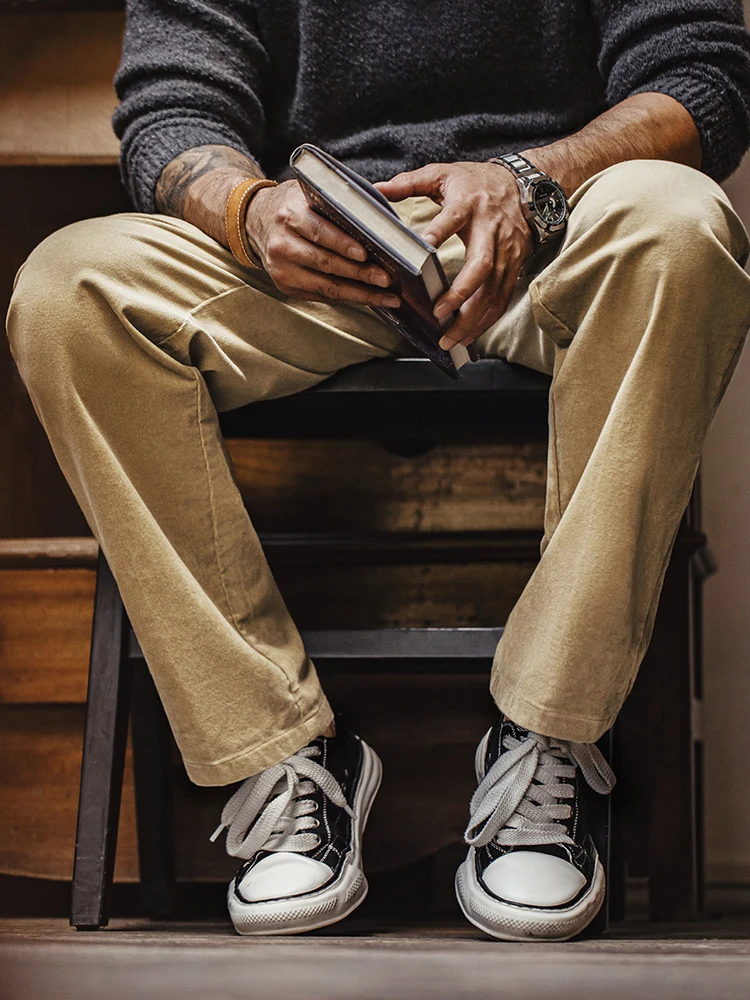 

Maden American Retro Khaki Corduroy Straight Leg Casual Pants Men's Workwear Autumn Long Trousers Youthful Vitali Sle