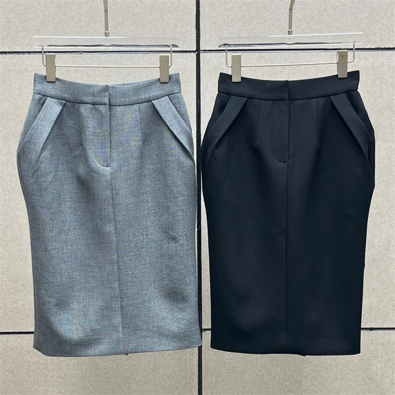 women's skirt New high waisted slim fit straight tube skirt for autumn 2026 Rear slit women's half skirt long skirt black skirt